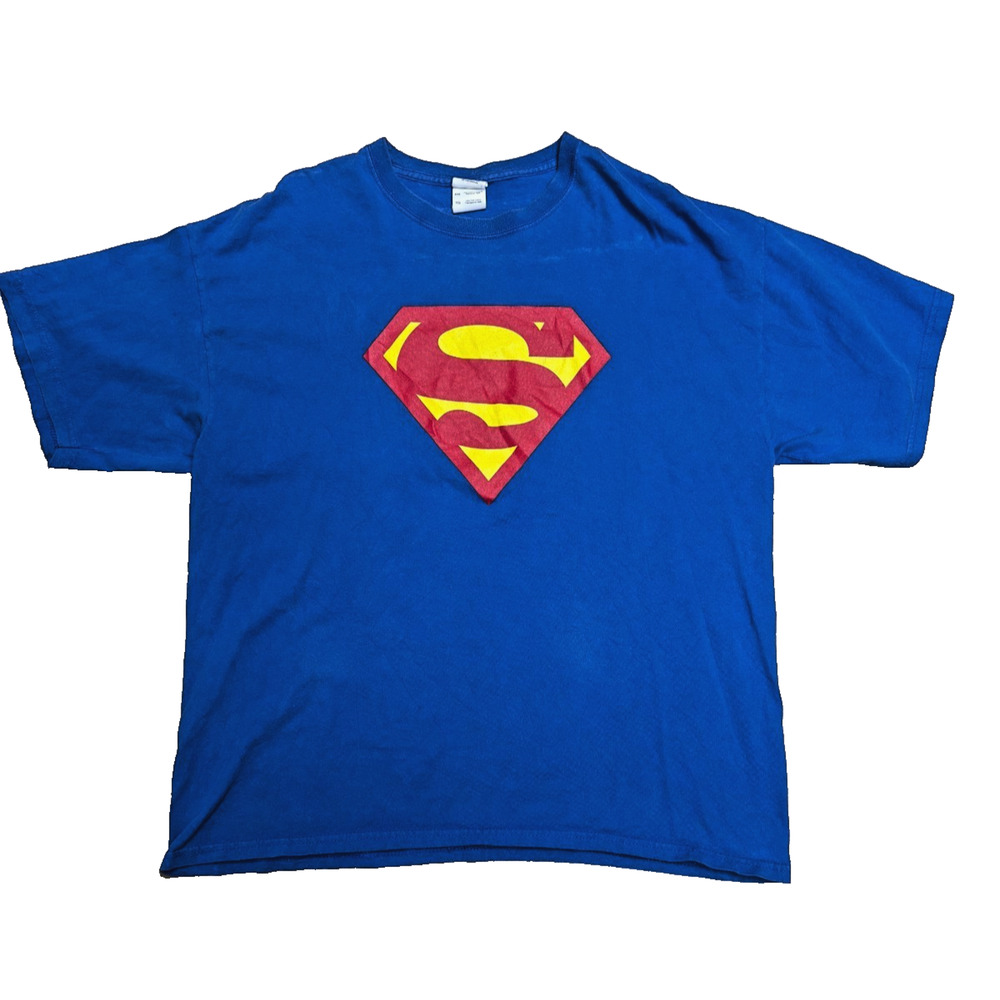 Gildan Superman Logo Men's Blue Cotton T-Shirt 90's Comics Superhero XL